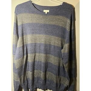 Sonoma Blue and Gray Striped Long Sleeve Sweater